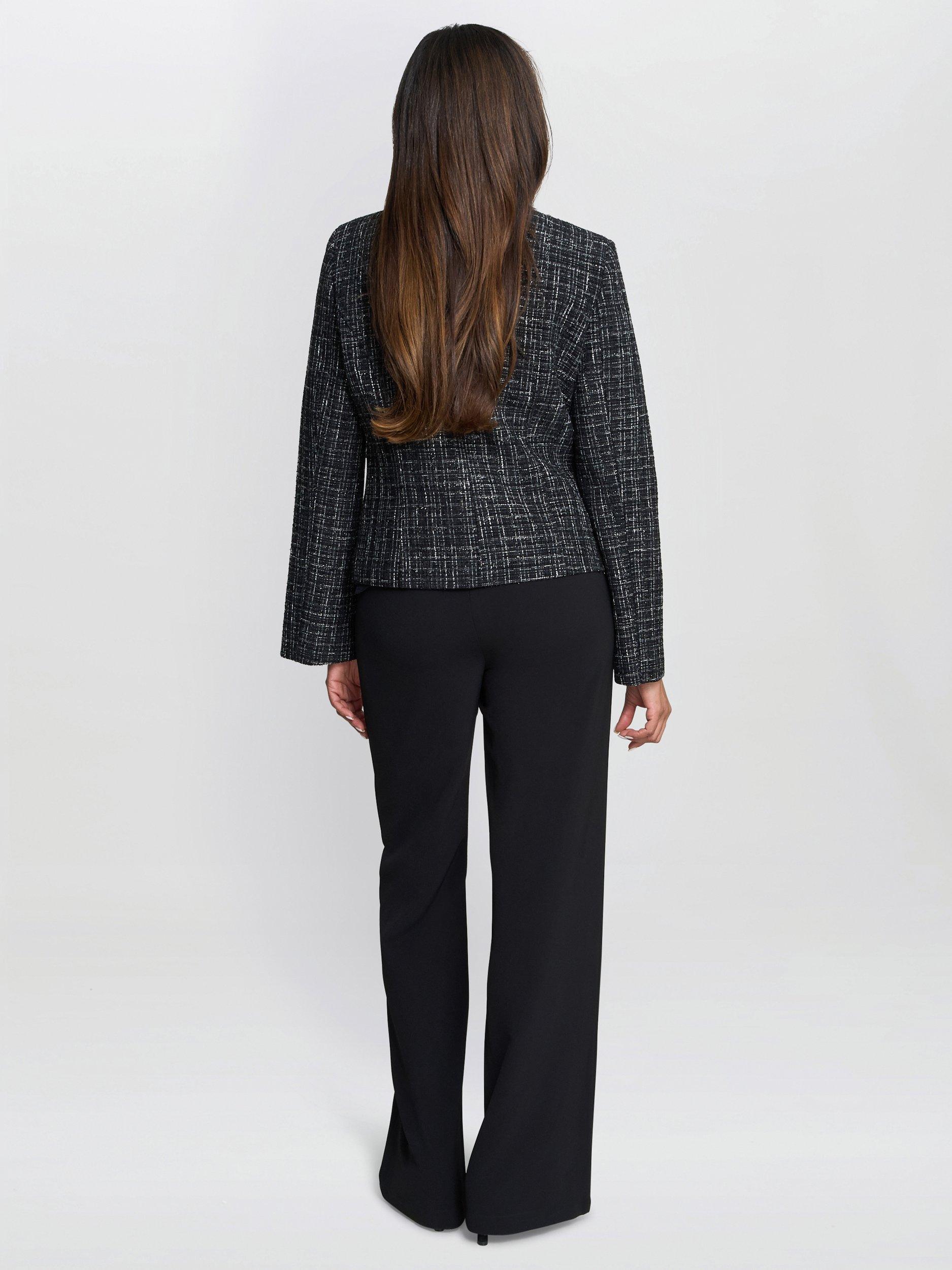 Product image 2 of 6, which shows Gina Bacconi Alisson Tweed Knit Jacket, Black, S