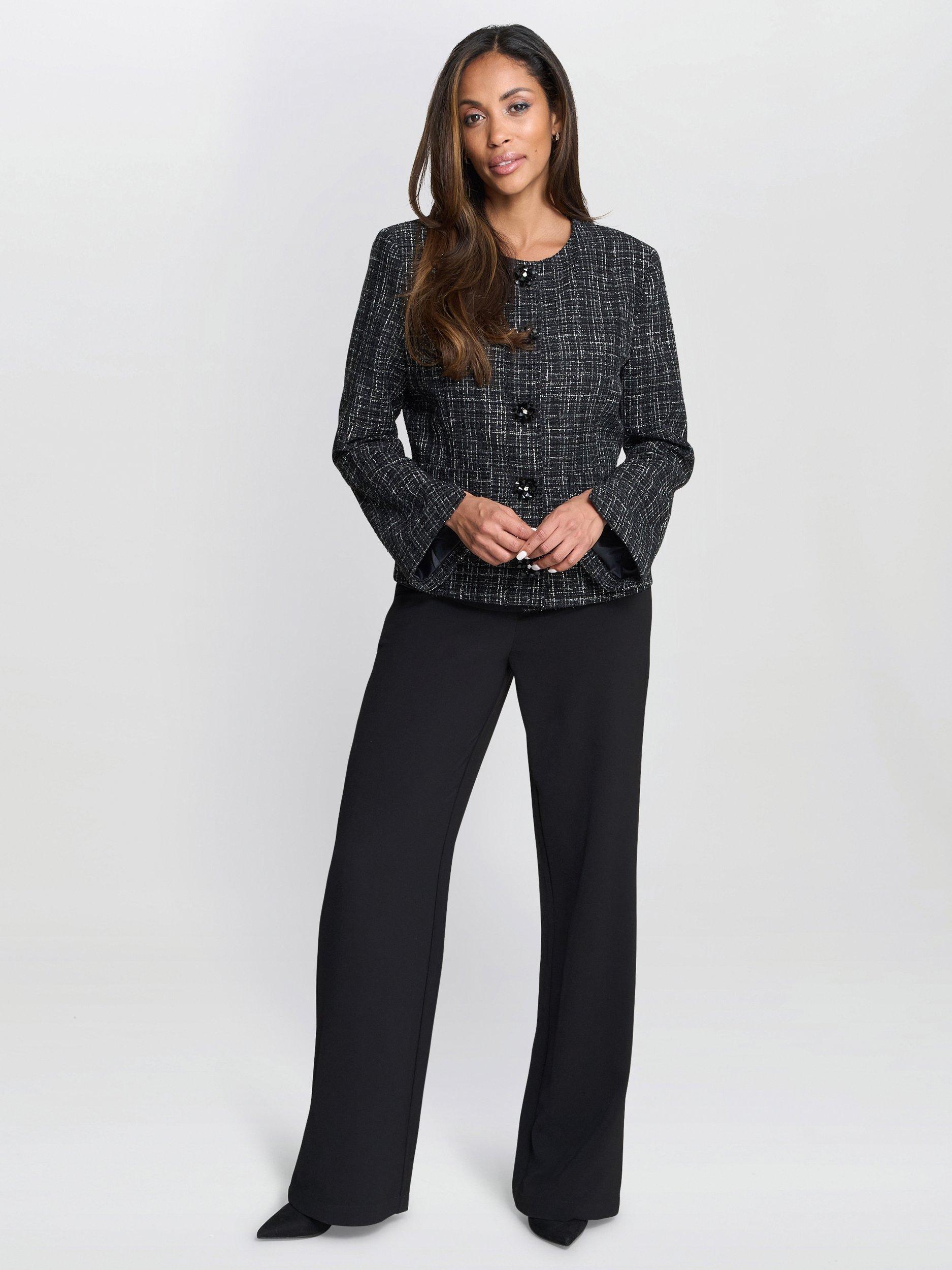 Product image 3 of 6, which shows Gina Bacconi Alisson Tweed Knit Jacket, Black, S