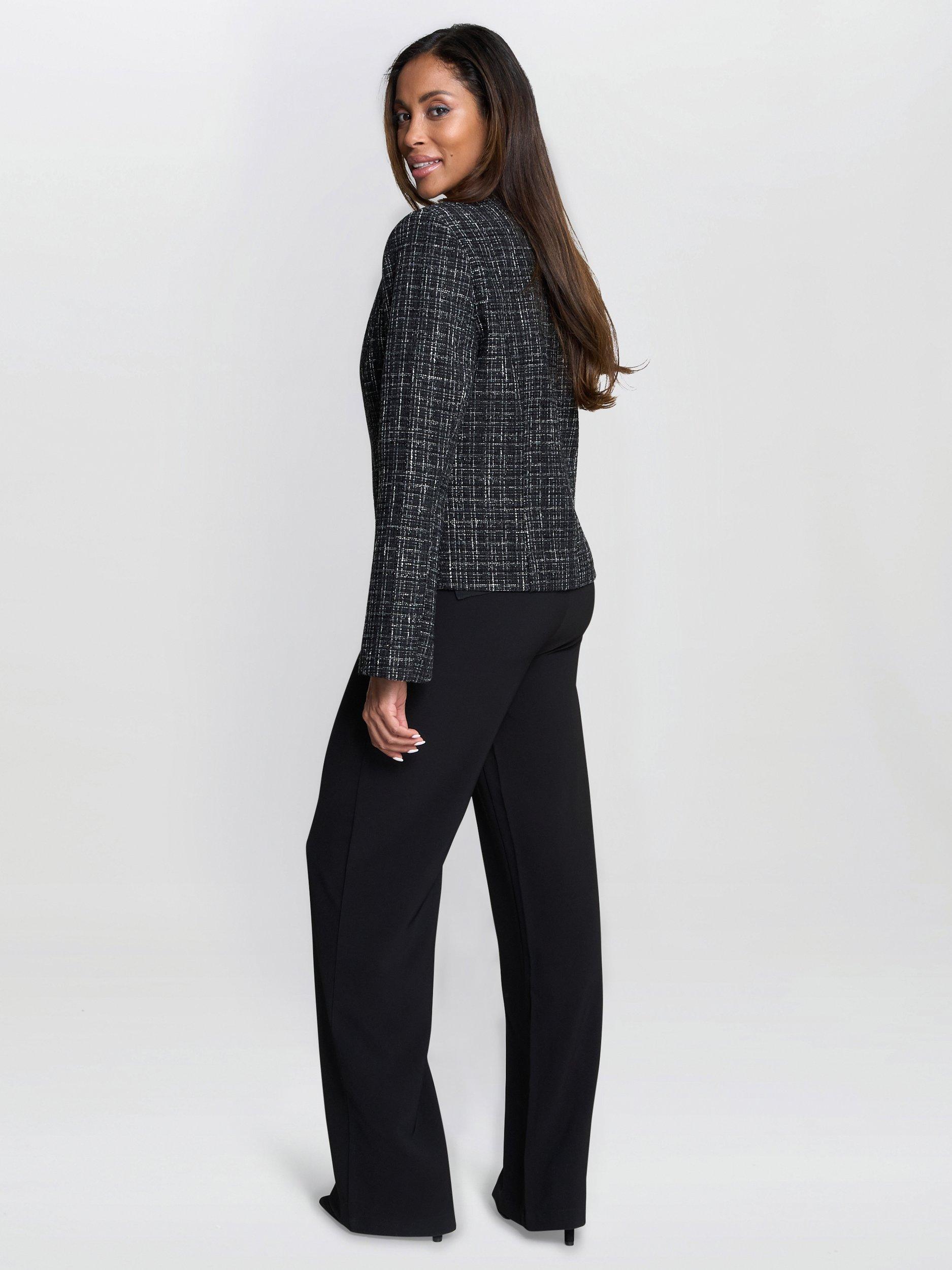 Product image 6 of 6, which shows Gina Bacconi Alisson Tweed Knit Jacket, Black, S