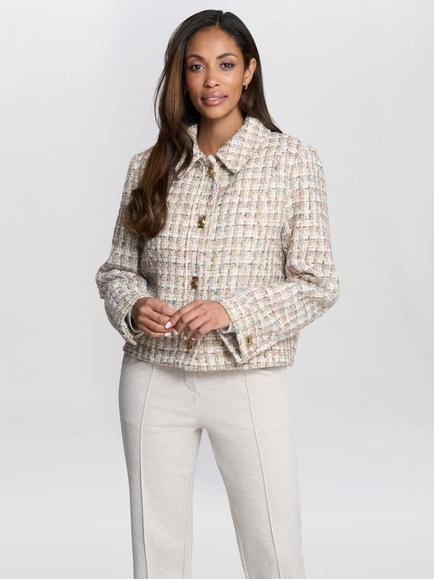 Gina Bacconi Textured Collar Blazer, Beige