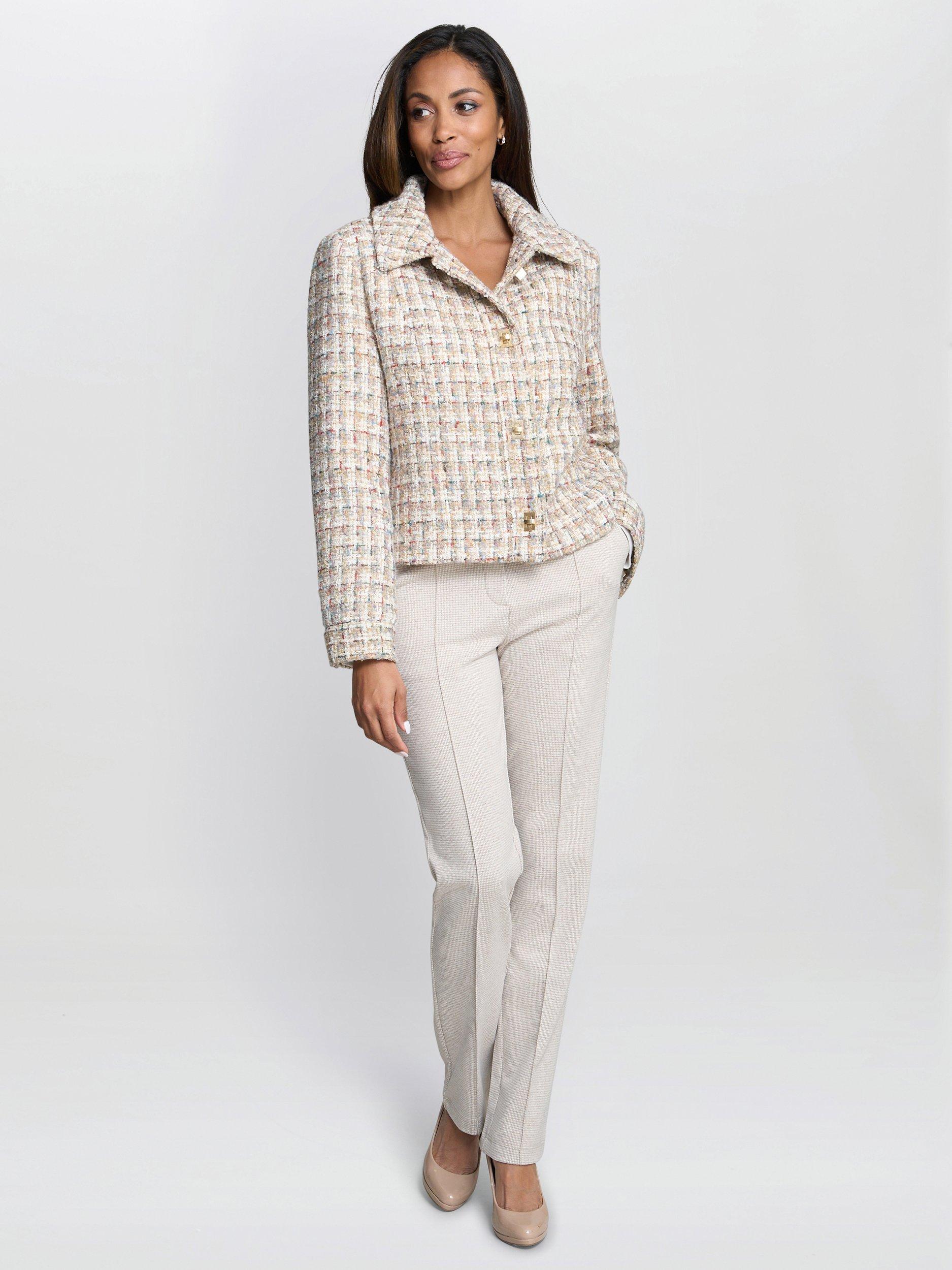 Product image 3 of 6, which shows Gina Bacconi Textured Collar Blazer, Beige, S