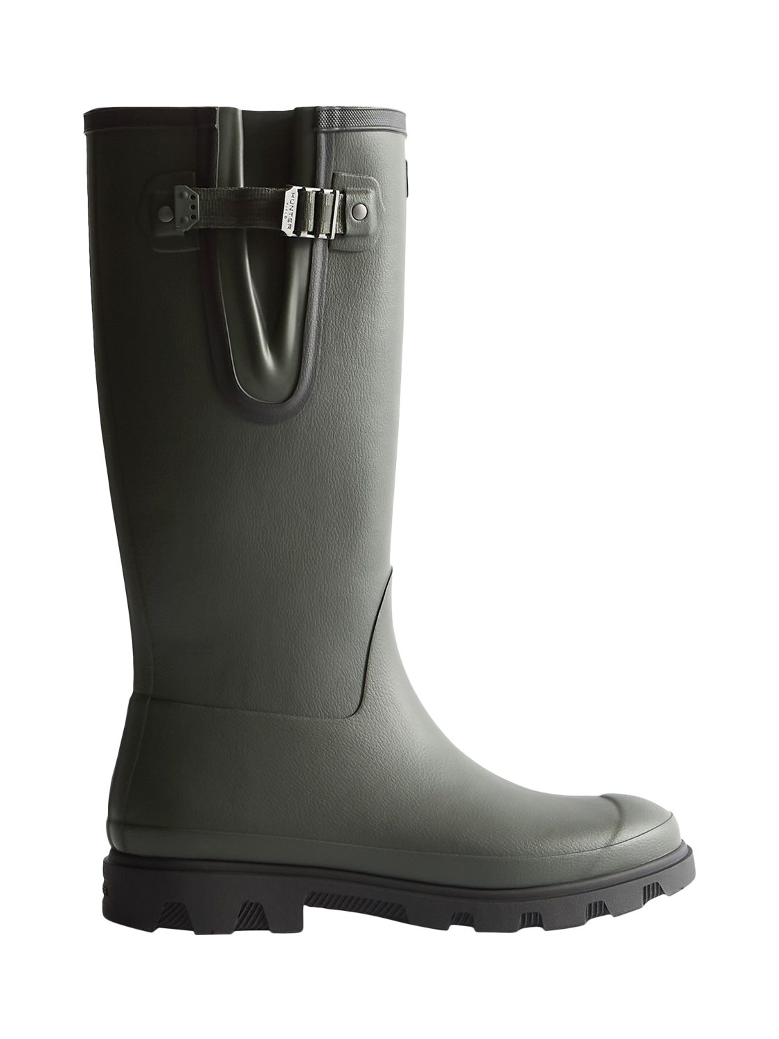 Product image 1 of 4, which shows Hunter Downpour Field Adjustable Tall Boots, Dark Olive/Black, 4