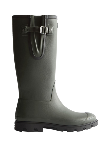 Hunter Downpour Field Adjustable Tall Boots, Dark Olive/Black