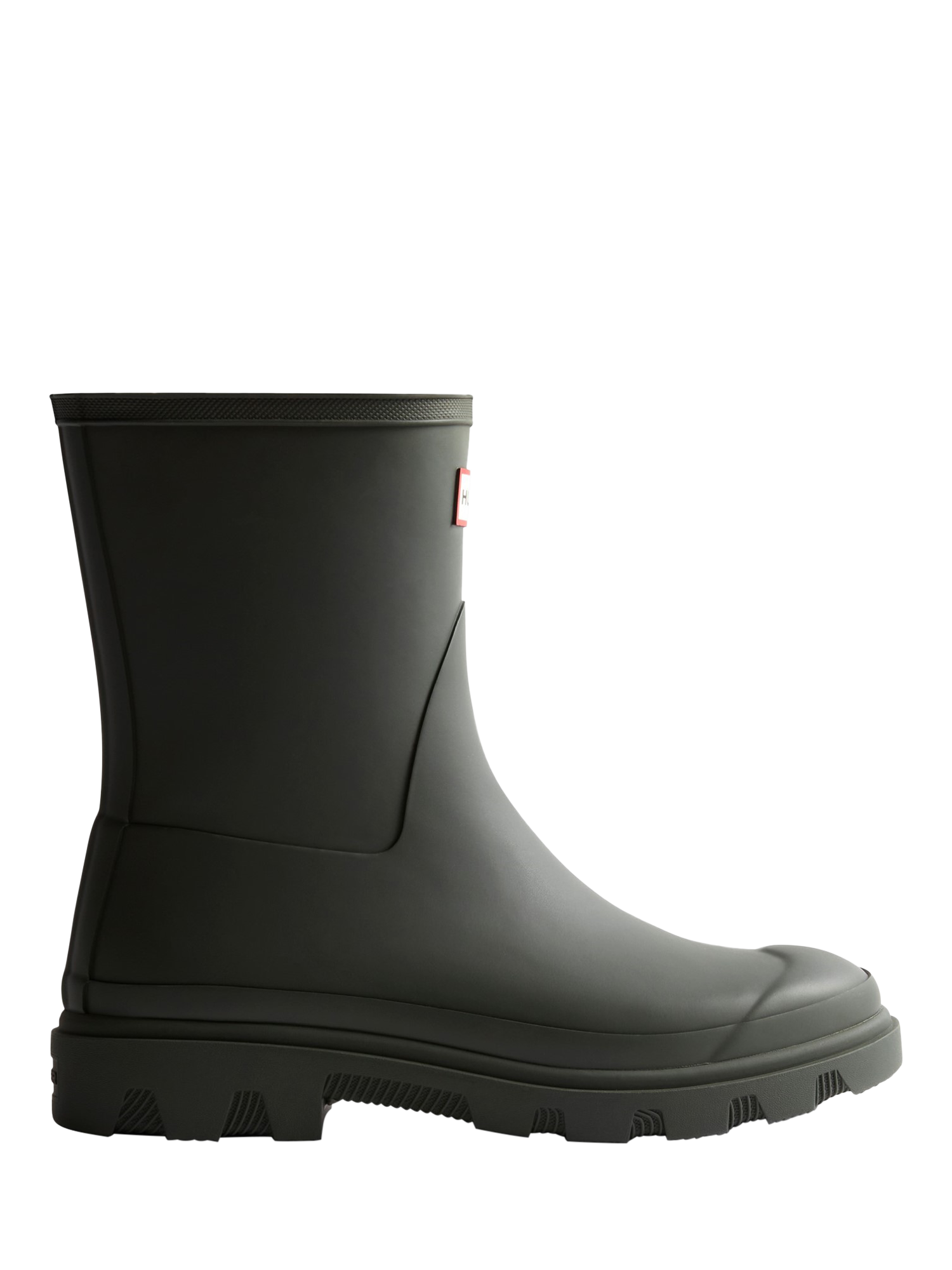 Product image 1 of 4, which shows Hunter Downpour Waterproof Short Wellington Boots, Dark Olive, 4