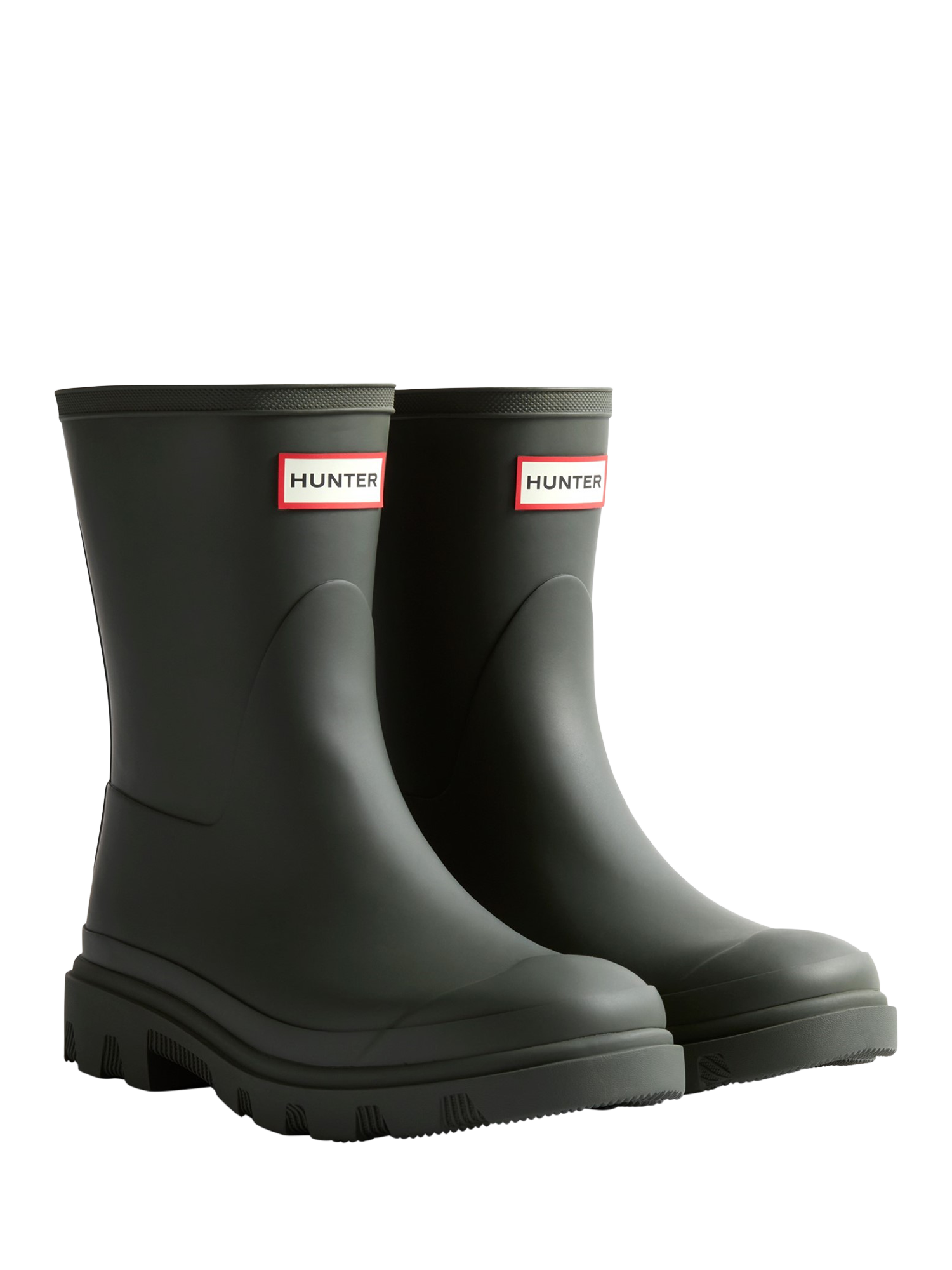 Product image 2 of 4, which shows Hunter Downpour Waterproof Short Wellington Boots, Dark Olive, 4