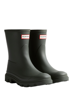 Hunter Downpour Waterproof Short Wellington Boots, Dark Olive - view 2, Dark Olive