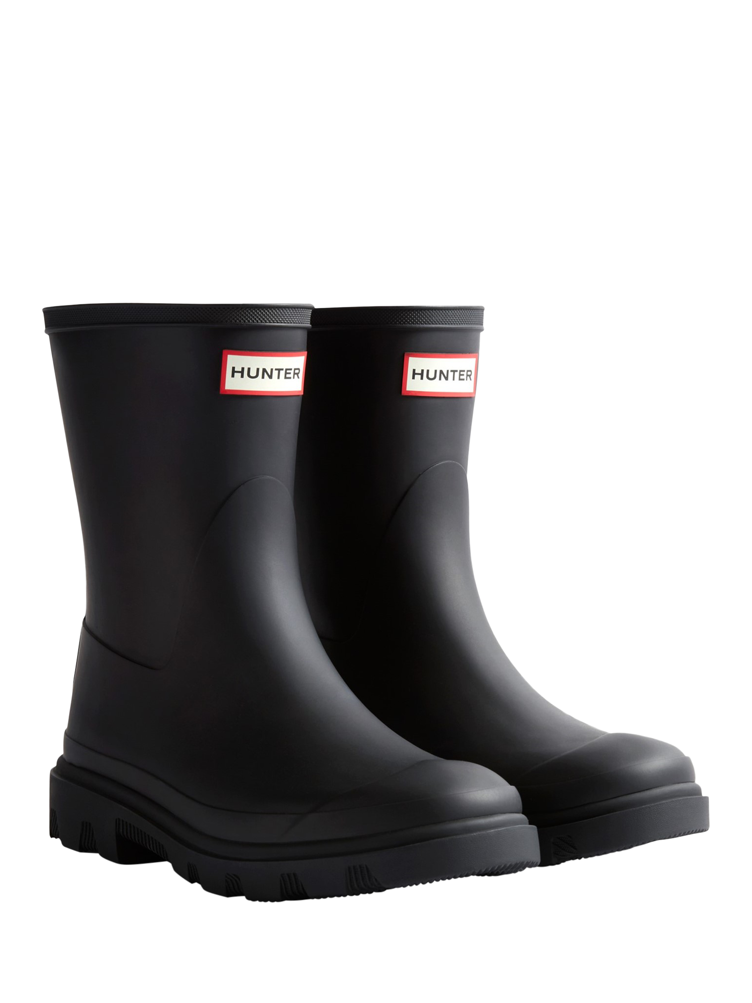 Product image 2 of 4, which shows Hunter Downpour Waterproof Short Wellington Boots, Black, 4