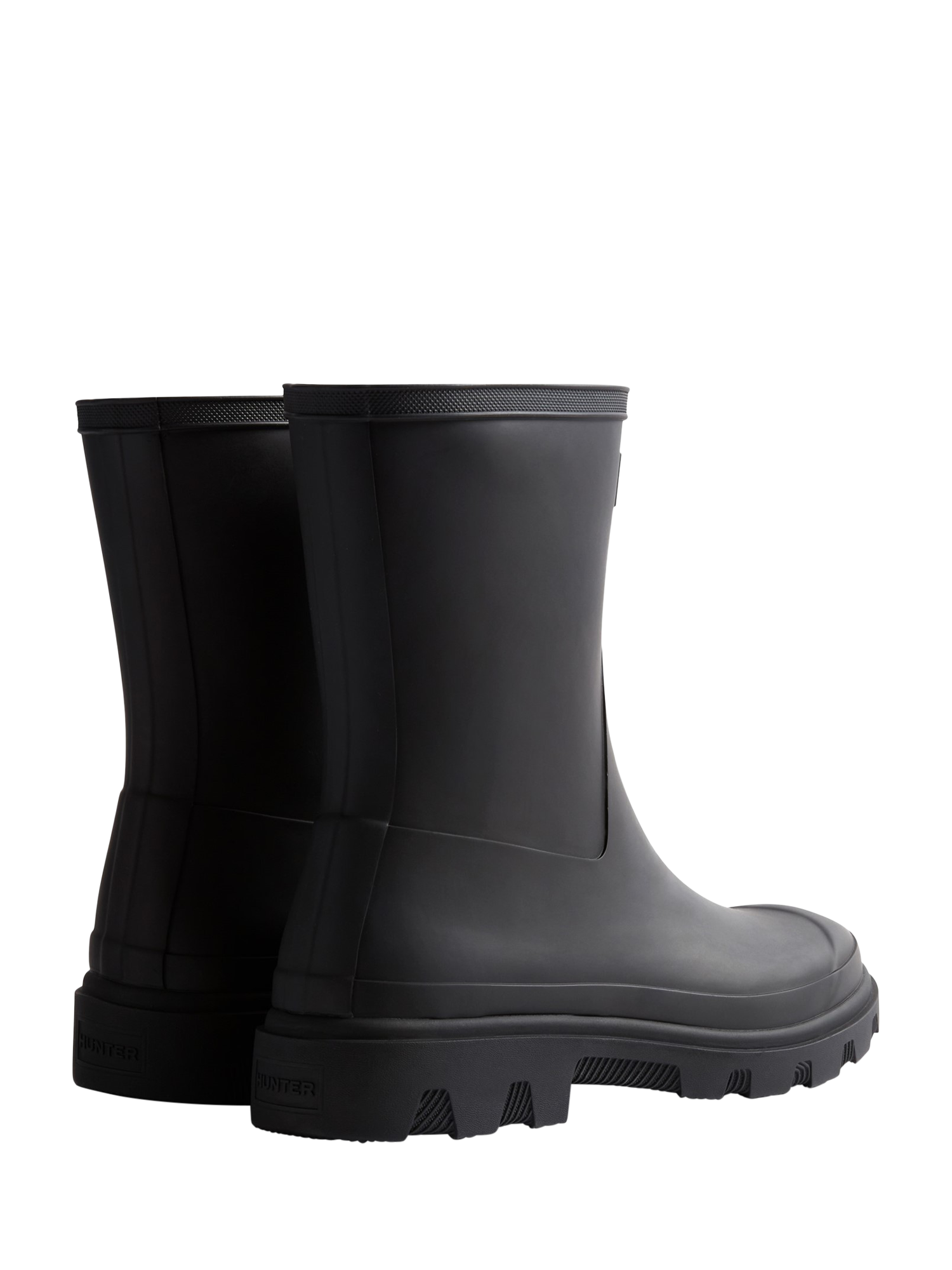 Product image 3 of 4, which shows Hunter Downpour Waterproof Short Wellington Boots, Black, 4