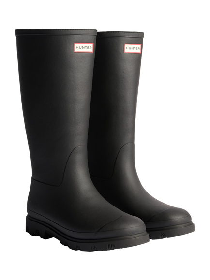Hunter Downpour Tall Insulated Rubber Wellington Boot - view 2, Black
