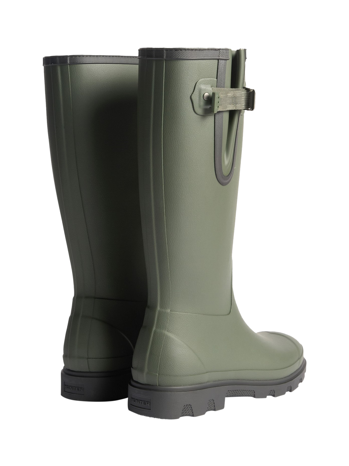 Product image 3 of 4, which shows Hunter Downpour Side Adjustable Boots, Dark Olive/Black, 4