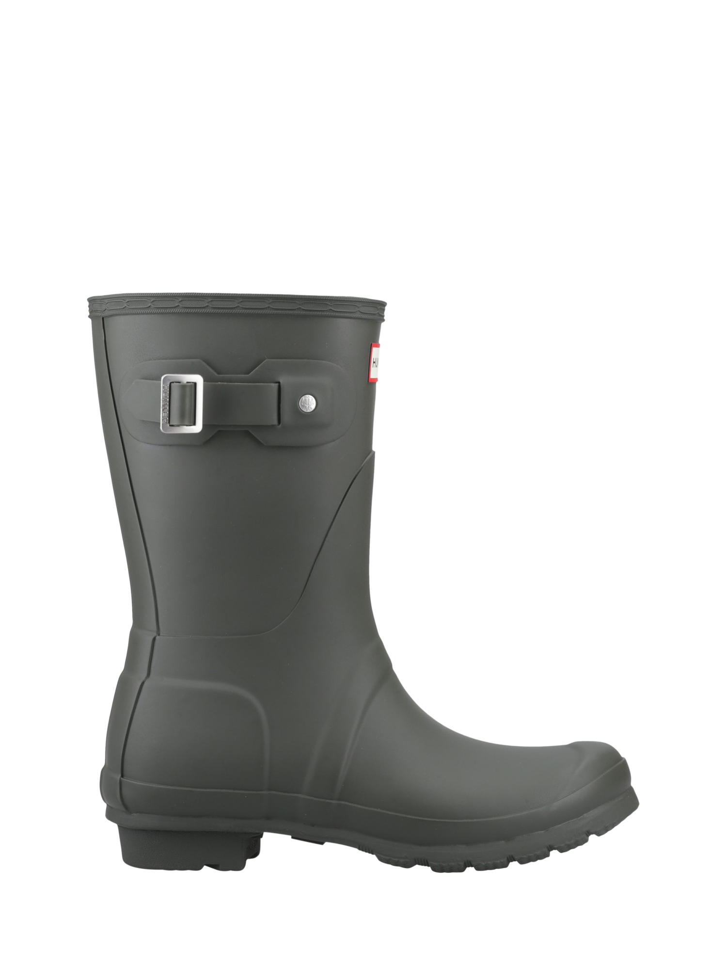 Product image 1 of 4, which shows Hunter Original Short Waterproof Wellington Boots, Dark Olive, 4