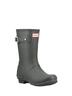 Hunter Original Short Waterproof Wellington Boots, Dark Olive - view 2, Dark Olive