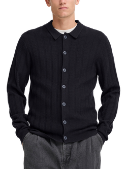 Casual Friday Bosse Cable Knit Collared Cardigan, Dark Navy, Dark Navy