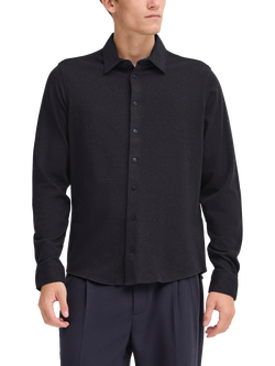 Casual Friday Arkan Soft Touch Cotton Long Sleeve Collar Shirt, Black Beauty Melange