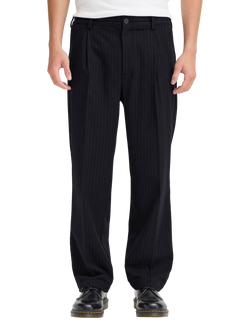 Casual Friday Pierce Relaxed Fit Pinstripe Trousers, Dark Navy, Dark Navy