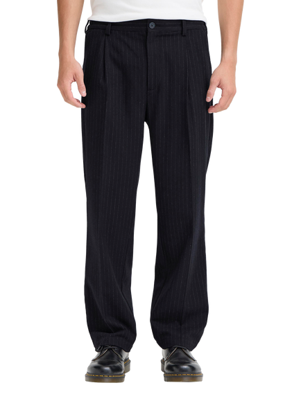 Casual Friday Pierce Relaxed Fit Pinstripe Trousers, Dark Navy, Dark Navy
