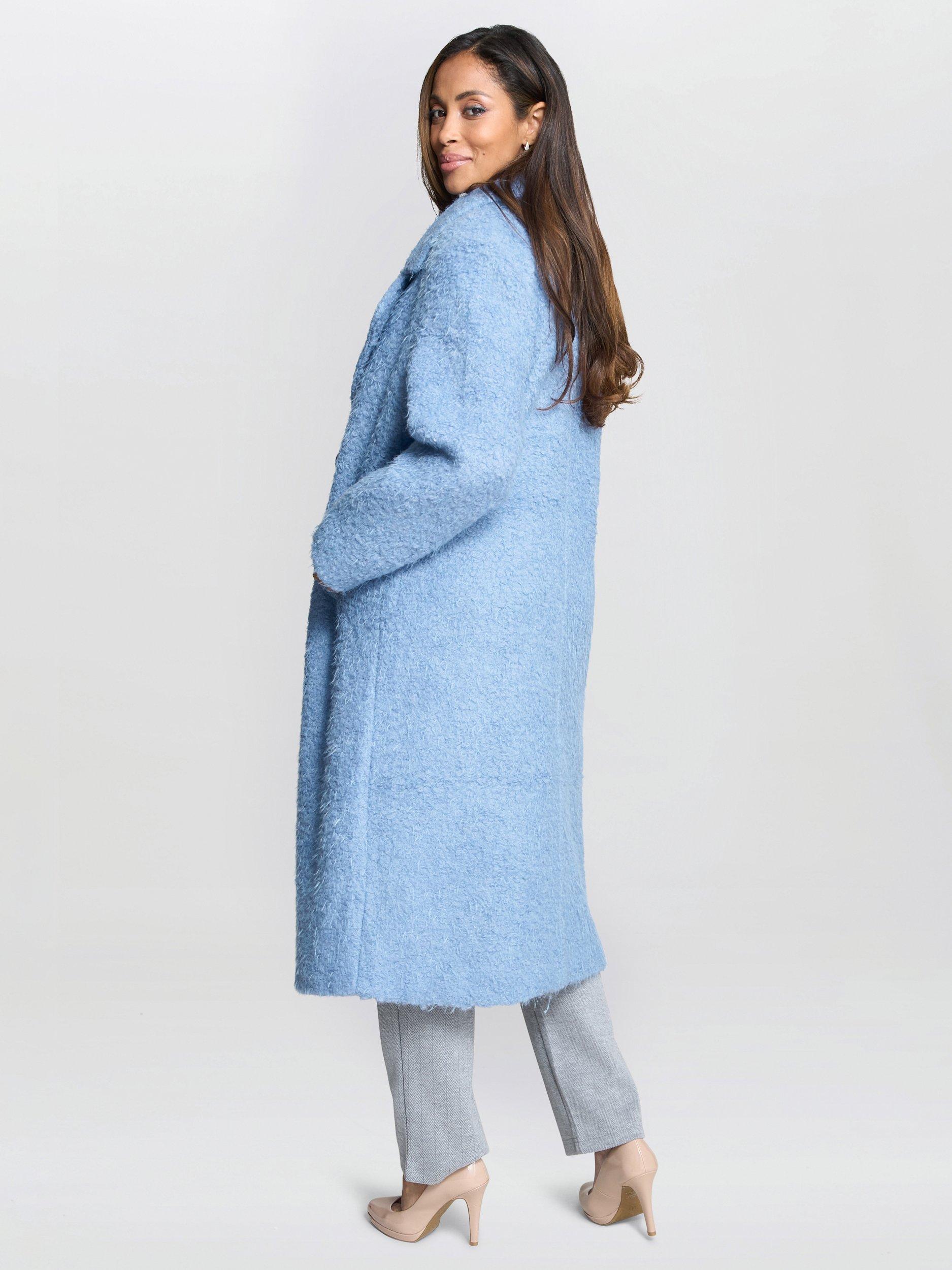Product image 2 of 5, which shows Gina Bacconi Textured Wool Blend Coat, Blue, XXL