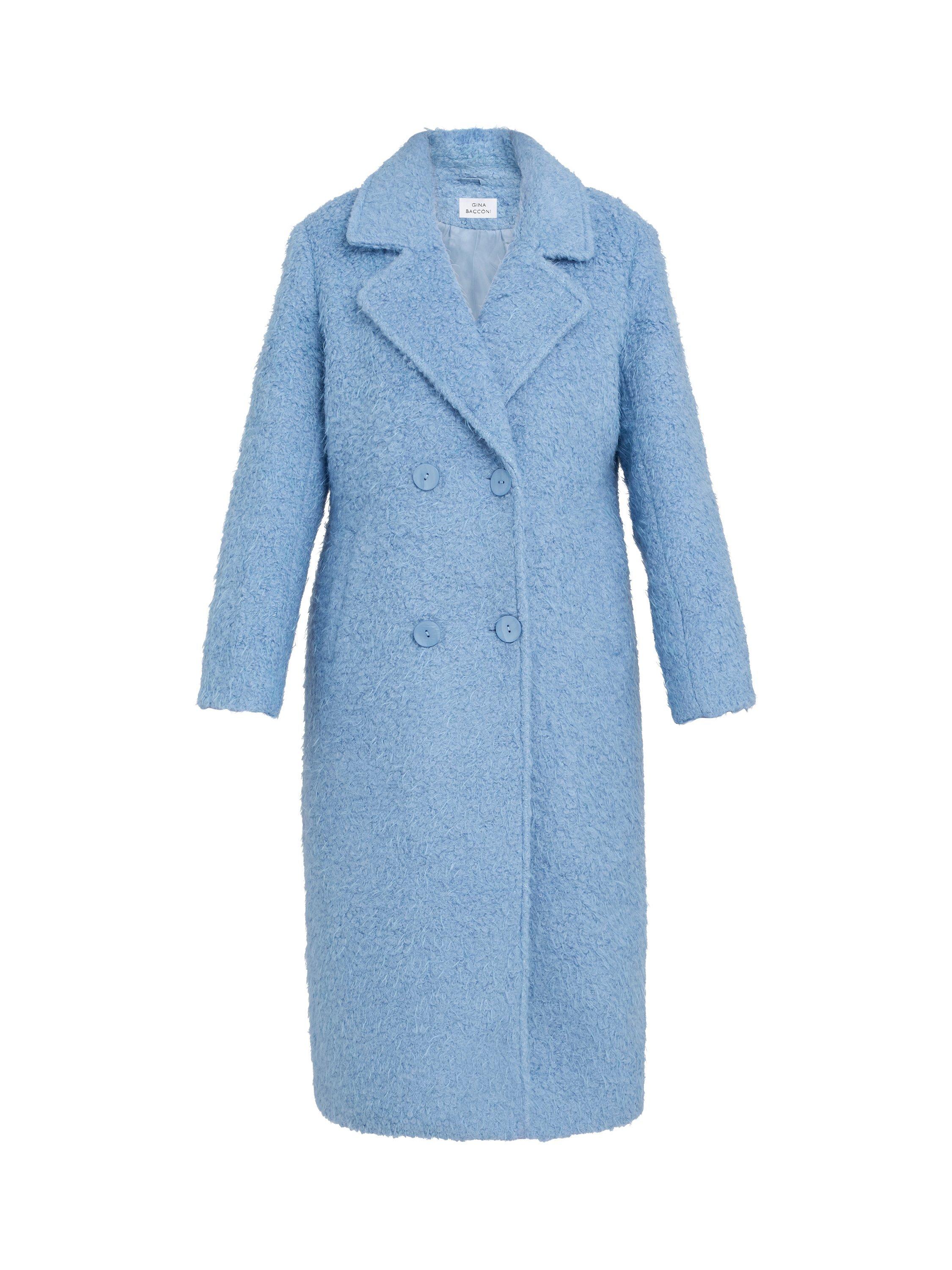 Product image 4 of 5, which shows Gina Bacconi Textured Wool Blend Coat, Blue, XXL