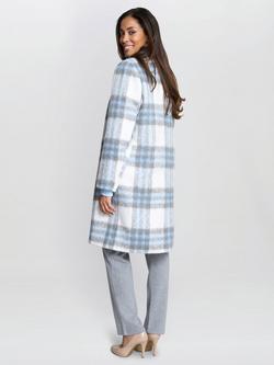 Gina Bacconi Wool Blend Check Longline Overcoat - view 2, Blue/Grey