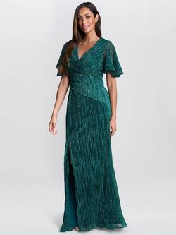 Gina Bacconi Liz Metallic Knit Maxi Dress, Jade, Jade