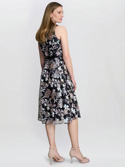 Gina Bacconi Alesha Embroidered Midi Dress, Black/Multi - view 2, Black/Multi
