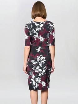 Gina Bacconi Andee Floral Jersey Dress, Black/Red - view 2, Black/Red