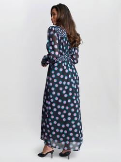 Gina Bacconi Renata Boho Polka Dot Dress, Black/Pink - view 2, Black/Pink