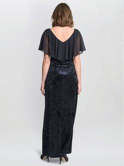Gina Bacconi Daphne Chiffon Cape Velvet Maxi Dress, Black - view 2, Black