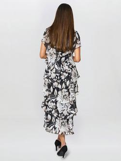 Gina Bacconi Blossom Floral Midi Dress, Black/Multi - view 2, Black/Multi