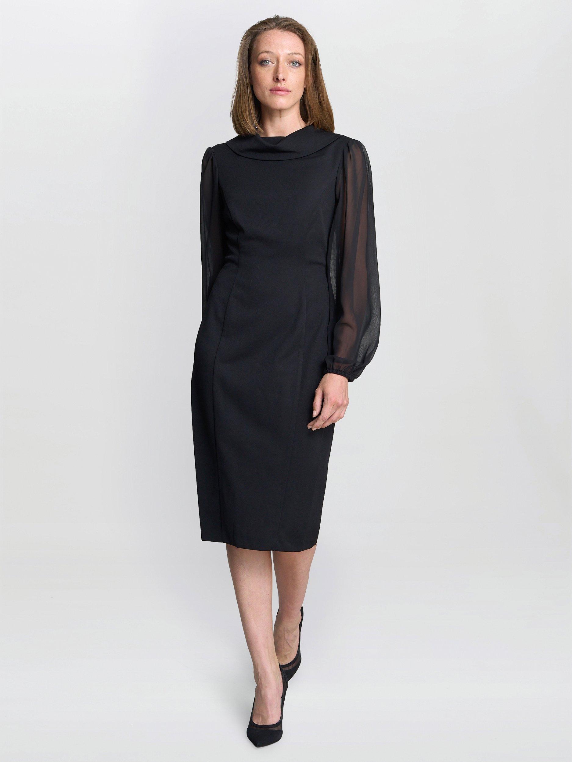 Product image 1 of 6, which shows Gina Bacconi Gabby Structured Midi Dress, Black, 8