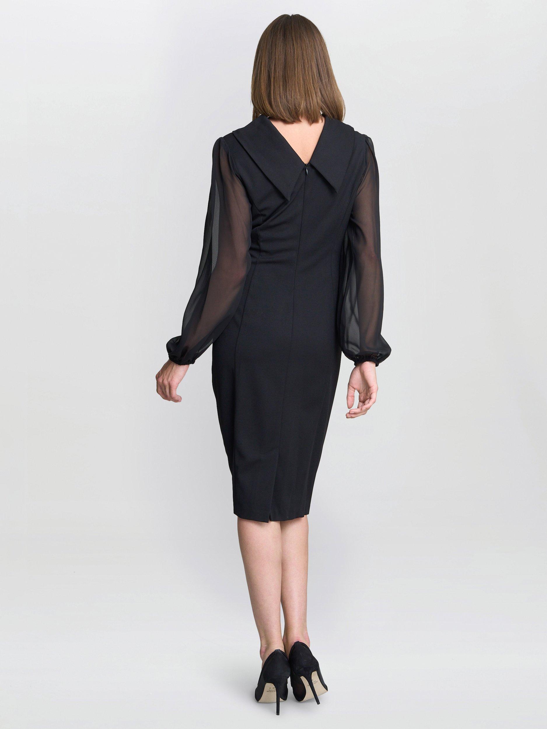 Product image 2 of 6, which shows Gina Bacconi Gabby Structured Midi Dress, Black, 8