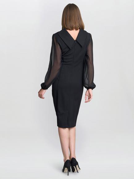 Gina Bacconi Gabby Structured Midi Dress, Black - view 2, Black