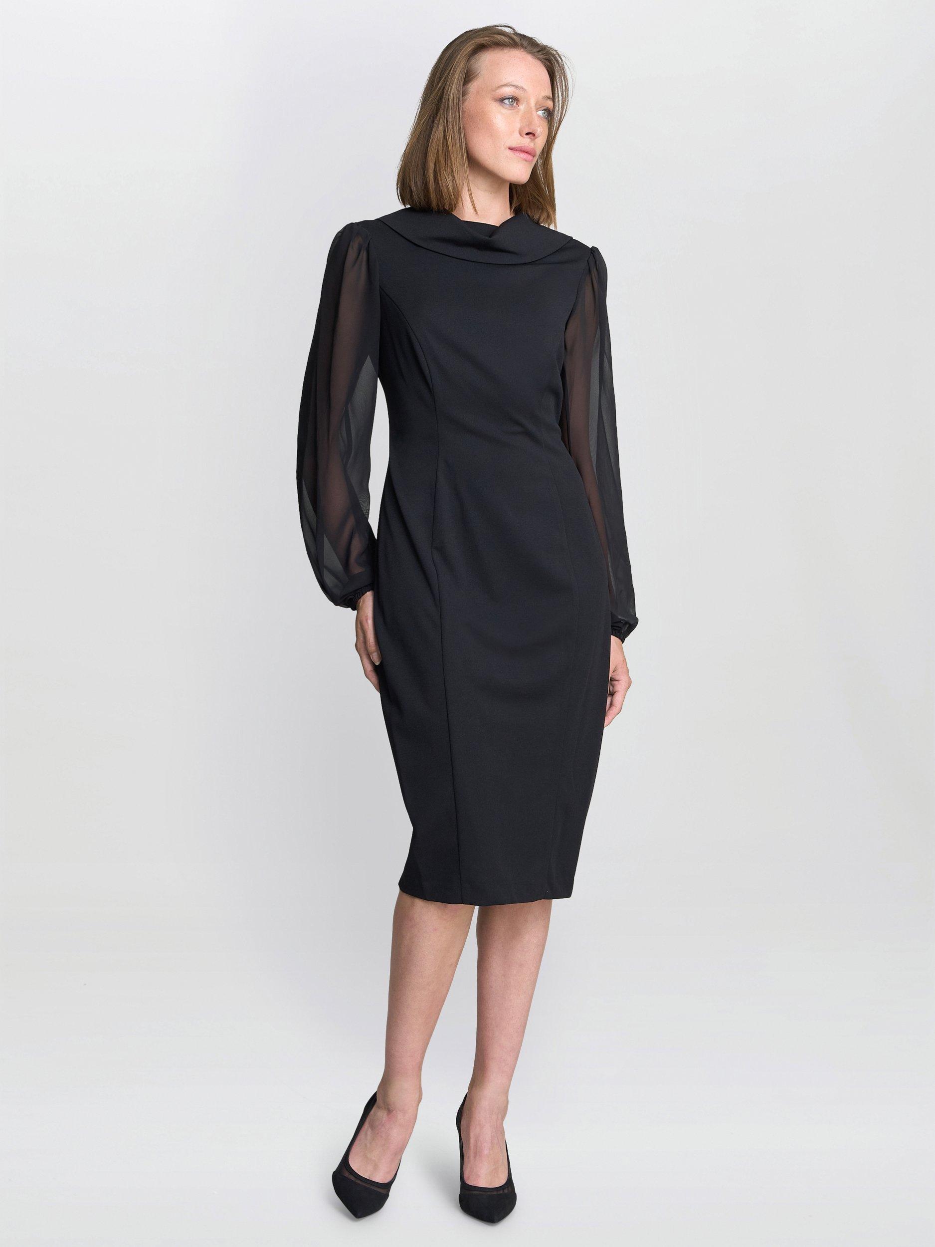 Product image 3 of 6, which shows Gina Bacconi Gabby Structured Midi Dress, Black, 8