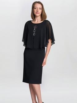 Gina Bacconi Glennis Chiffon Overlay Dress, Black, Black