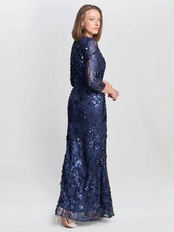 Gina Bacconi Kirsty Sequin Lace Maxi Dress, Navy - view 2, Navy