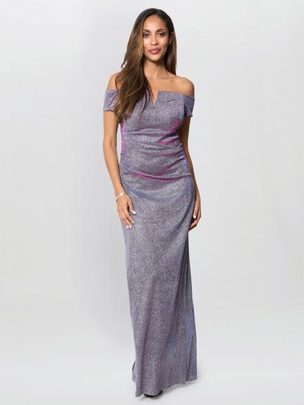 Gina Bacconi Katie Off Shoulder Maxi Dress, Black/Pink, Black/Pink