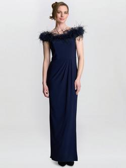 Gina Bacconi Sleeveless Bardot Neck Maxi Dress, Navy