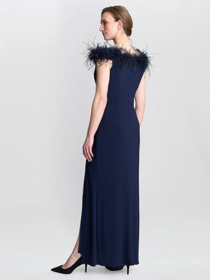 Gina Bacconi Sleeveless Bardot Neck Maxi Dress - view 2, Navy