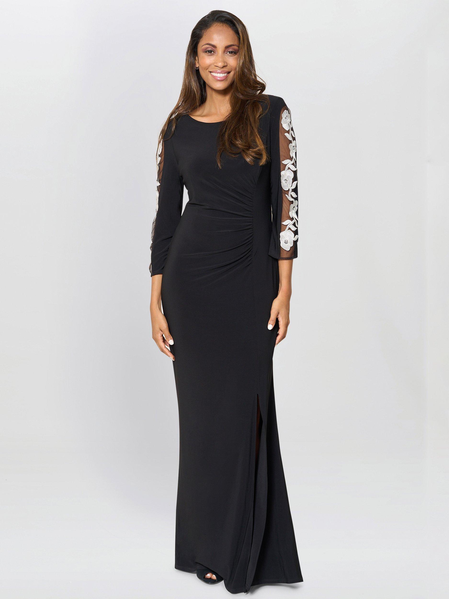 chinese dress ladies Nicolette Jersey V-Neck Maxi Dress With Sequin Sleeve  Gina Bacconi