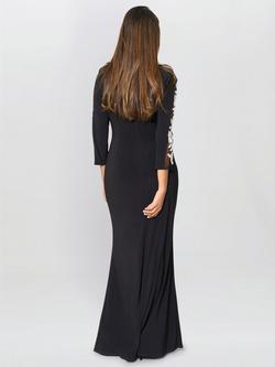 Gina Bacconi Suzie Embroidered Sleeve Maxi Dress, Black/Ivory - view 2, Black/Ivory