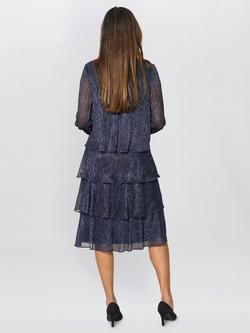Gina Bacconi Rosemary Tiered Midi Dress, Navy - view 2, Navy