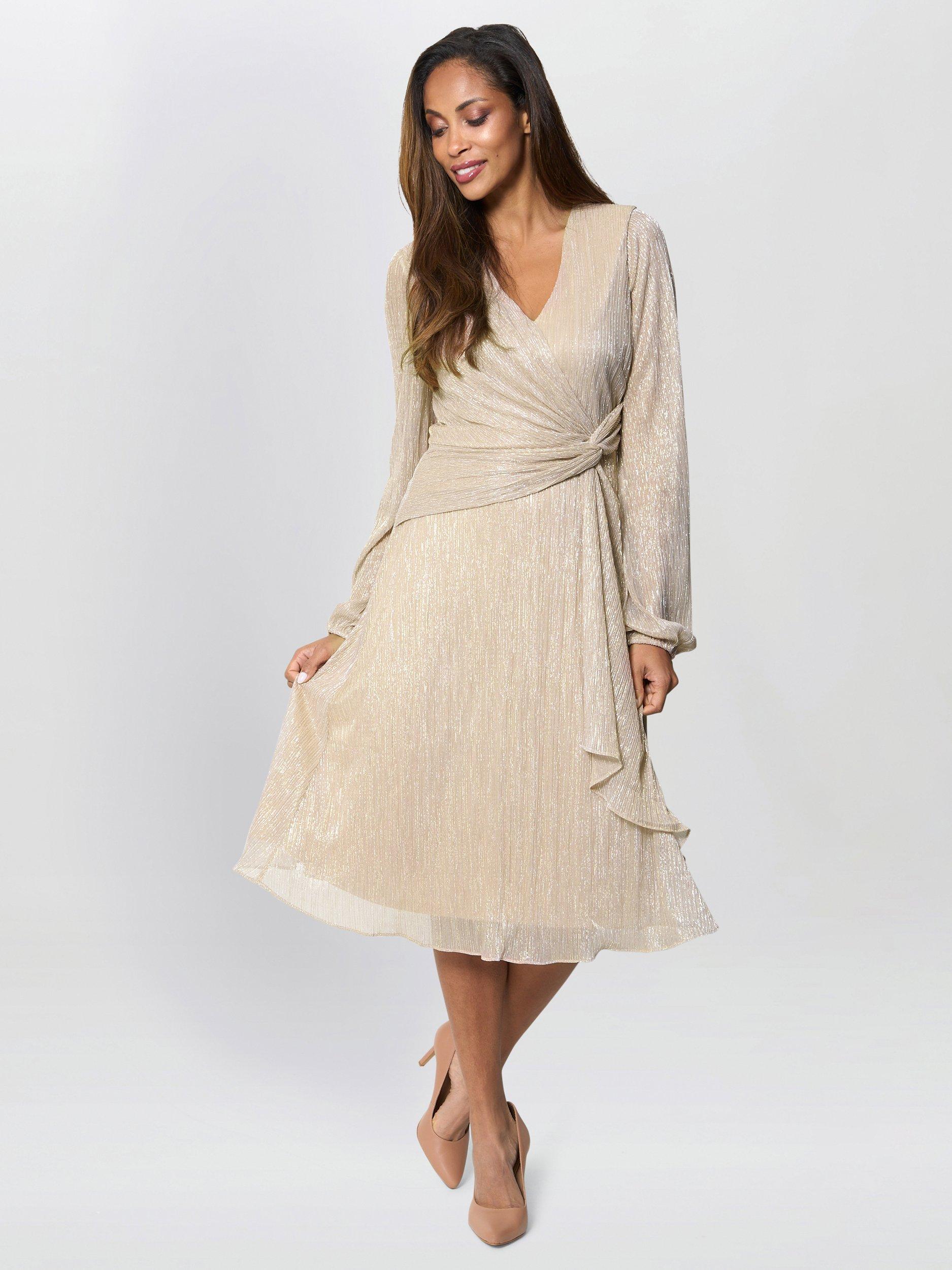 Product image 3 of 5, which shows Gina Bacconi Stevie Dress, Light Gold, 8