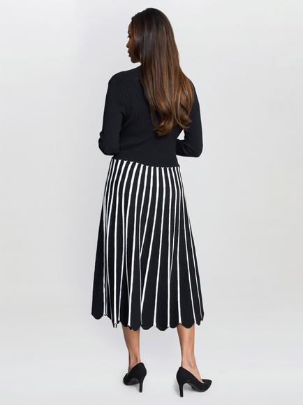 Gina Bacconi Wanita Knit Dress, Black/White - view 2, Black/White