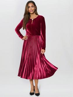 Gina Bacconi Tillie Pleated Velvet Dress, Wine, Wine