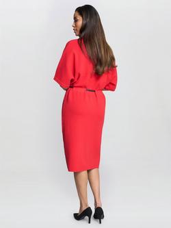 Gina Bacconi Alaura Belted Knit Midi Dress - view 2, Red