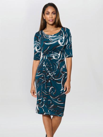 Gina Bacconi Yvonne Printed Jersey Dress, Green/ Black