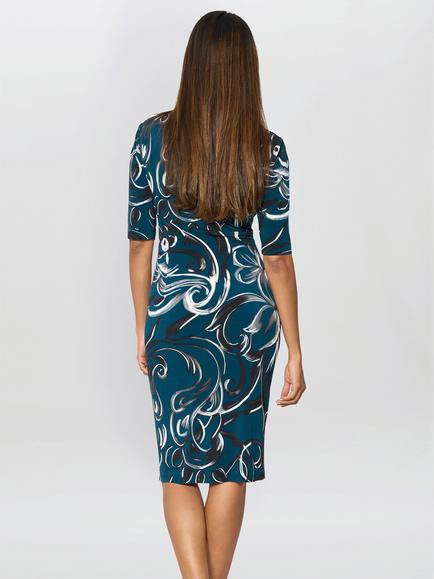 Gina Bacconi Yvonne Printed Jersey Dress - view 2, Green/ Black