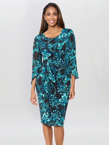 Gina Bacconi Jersey Dress, Black/Blue, Black / Blue