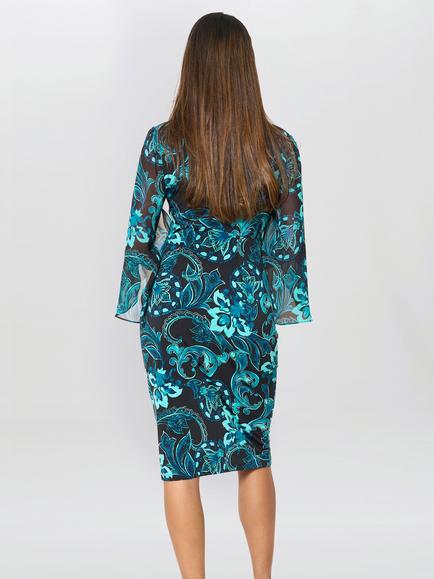 Gina Bacconi Jersey Dress, Black/Blue - view 2, Black / Blue