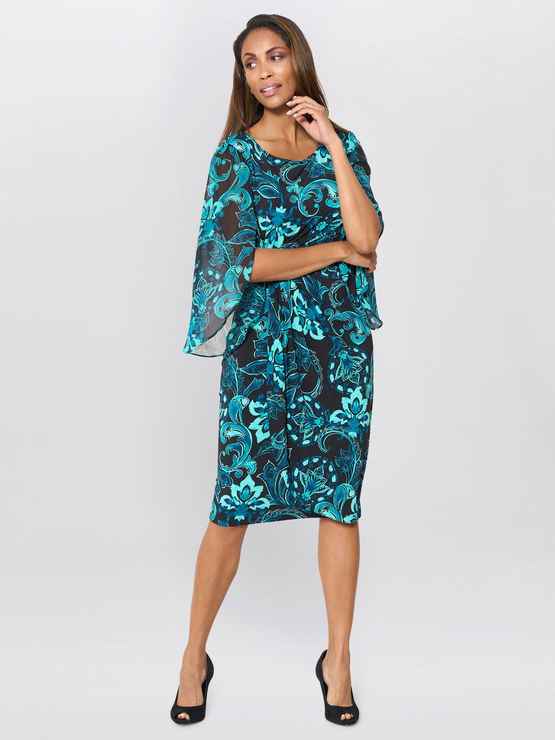 Product image 3 of 6, which shows Gina Bacconi Jersey Dress, Black / Blue, 8
